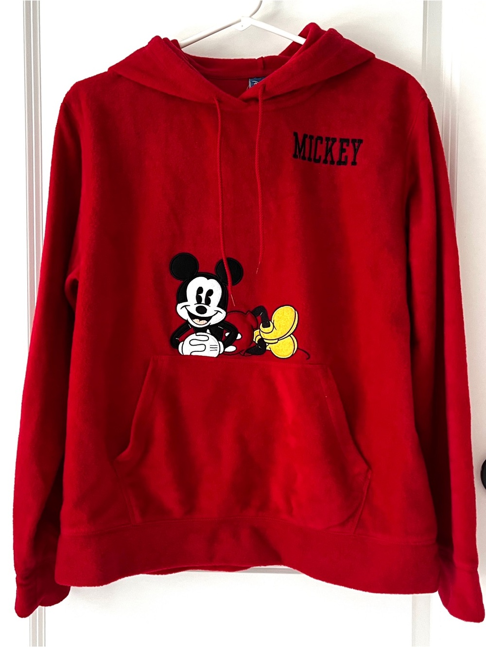NWT Disney Mickey Mouse Red Fleece Pullover Hoodie Sweatshirt Men’s M